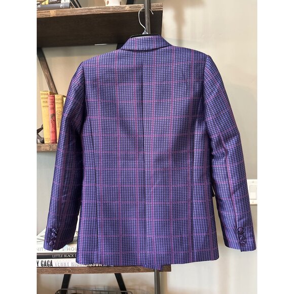 RTA Clark Oversized Double Breasted Houndstooth Blazer Purple Womens Size S - Picture 11 of 11
